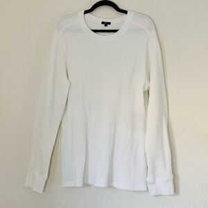 Rails Wade Thermal Shirt Men L White Heavyweight Waffle Knit Long Sleeve Luxury